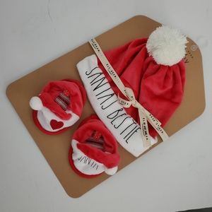 Rae Dunn Baby Santa Claus Hat & Slippers